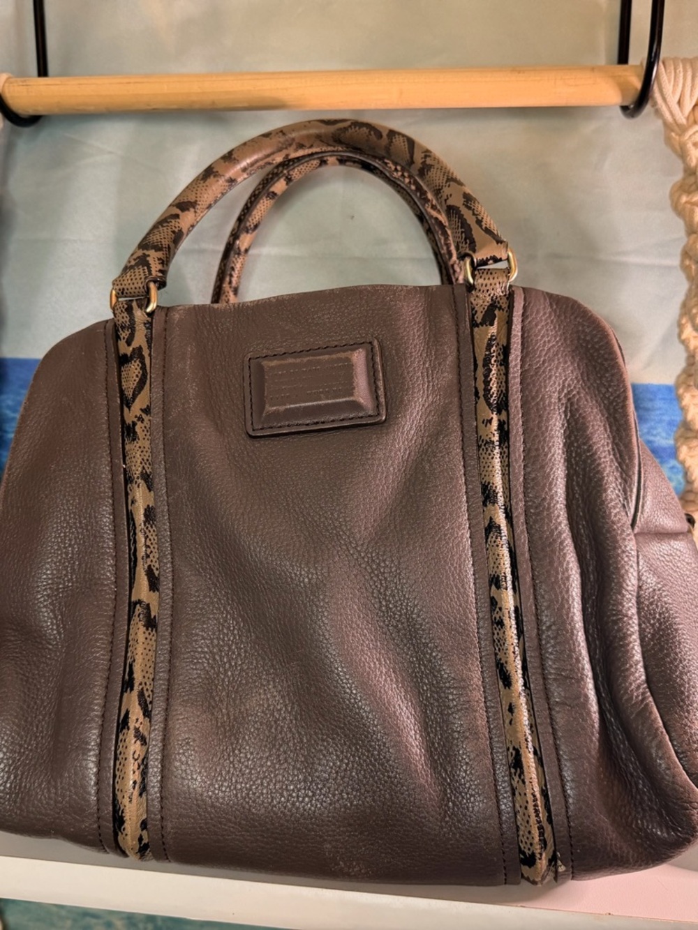 Marc Jacobs Q Snake Faded Aluminum Grey Satchel